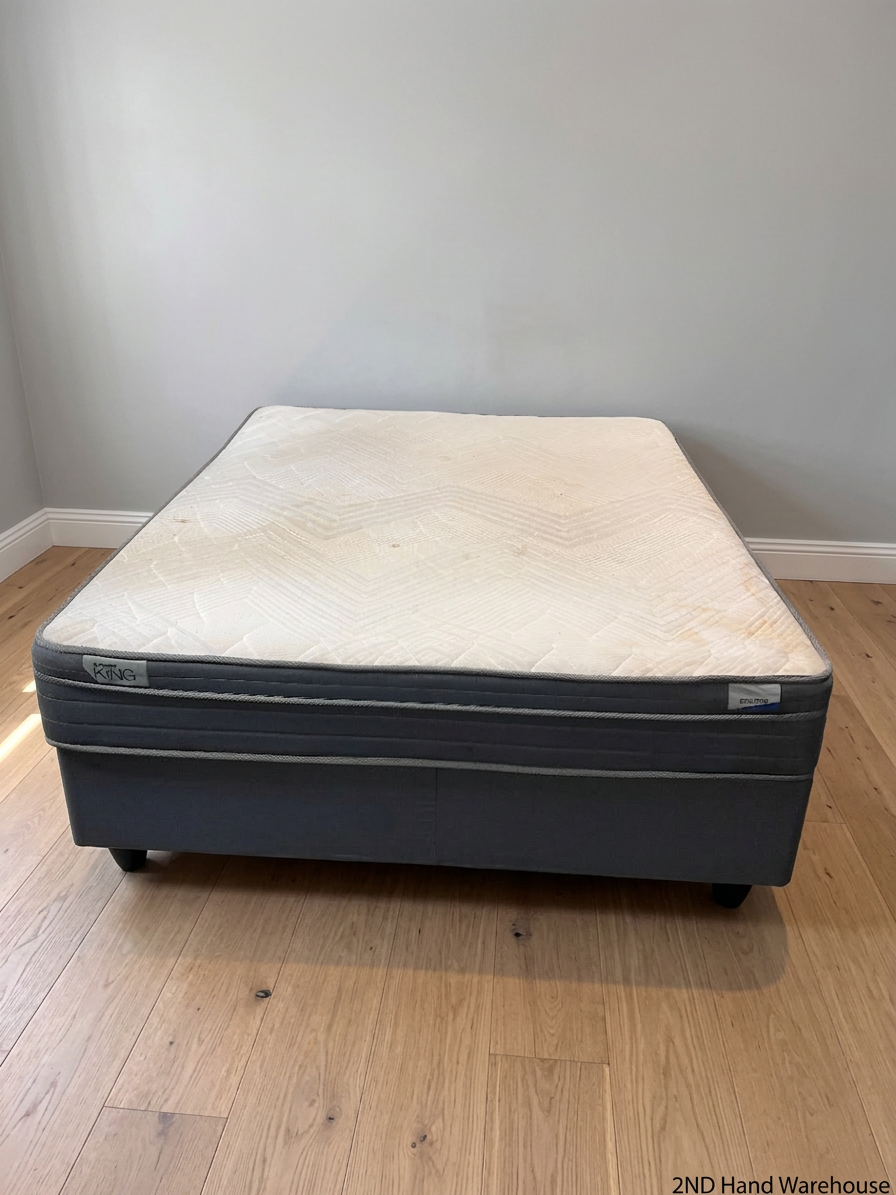 Queen Size Pillow-Top Mattress and Base Set — Localized Sagging and Surface Stain