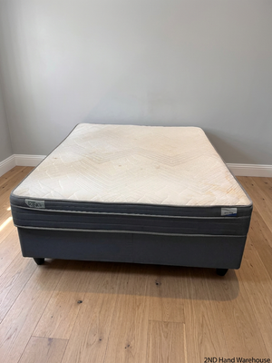 Queen Size Pillow-Top Mattress and Base Set — Localized Sagging and Surface Stain