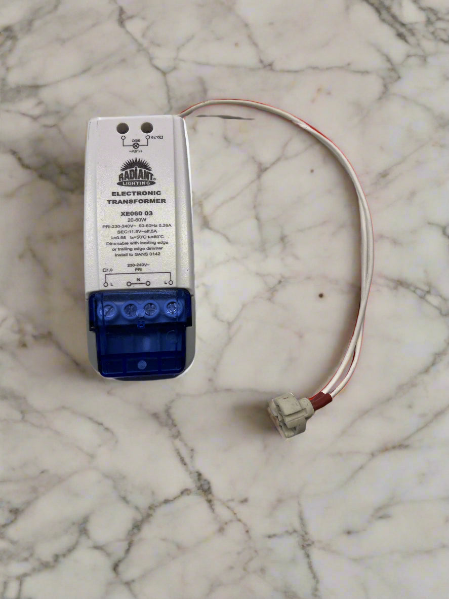 Electronic transformer with wires on a white background