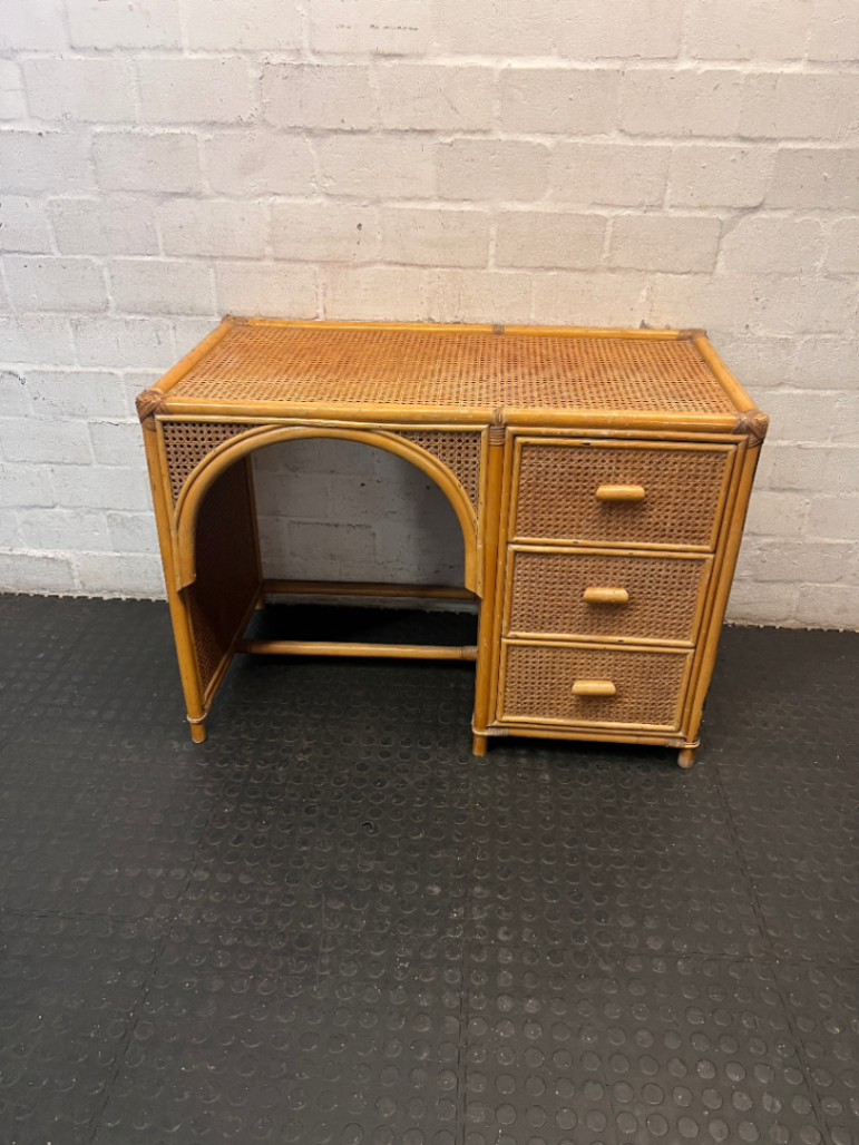 Rattan and Cane Dressing Table with Mirror — Good Working Order - 2ndhandwarehouse.com