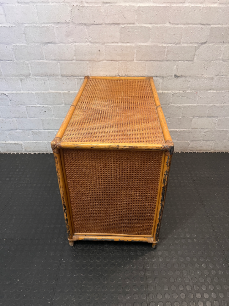 Rattan and Cane Dressing Table with Mirror — Good Working Order - 2ndhandwarehouse.com