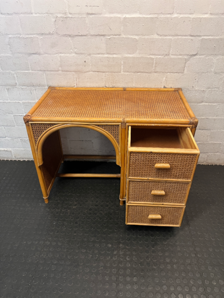 Rattan and Cane Dressing Table with Mirror — Good Working Order - 2ndhandwarehouse.com
