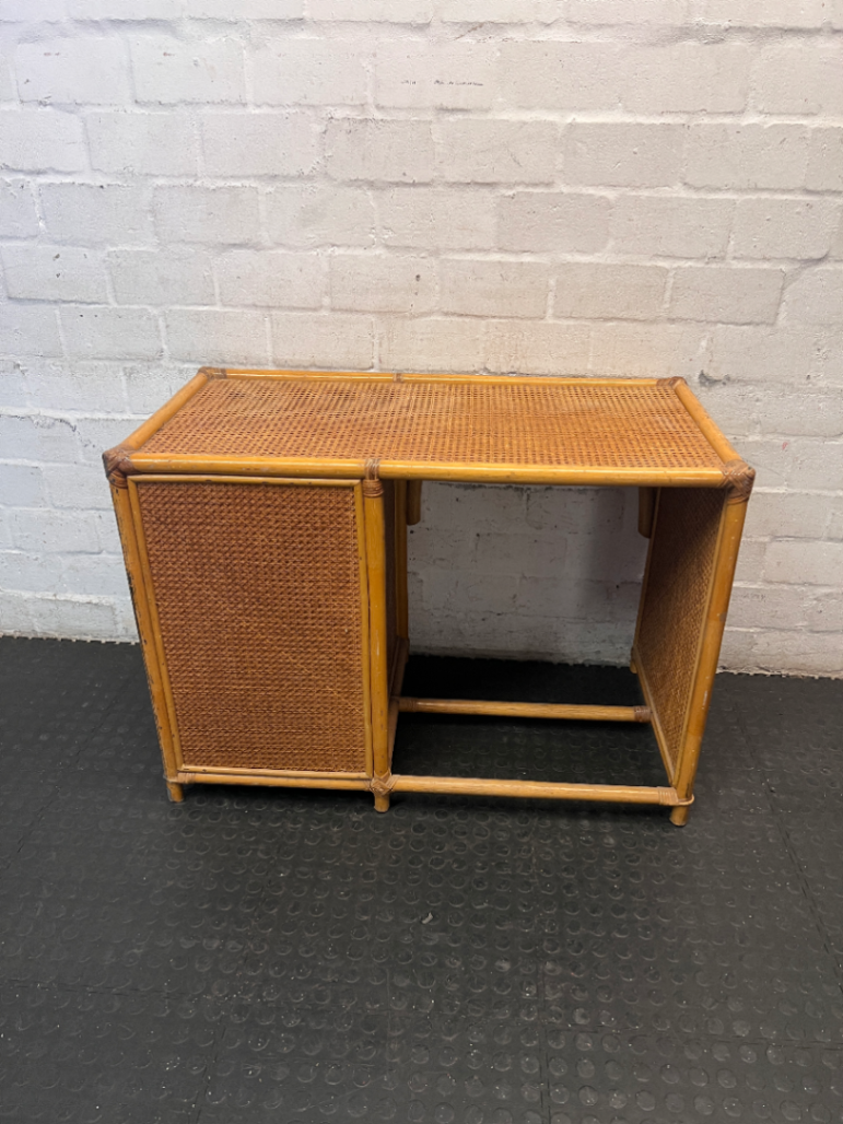 Rattan and Cane Dressing Table with Mirror — Good Working Order - 2ndhandwarehouse.com