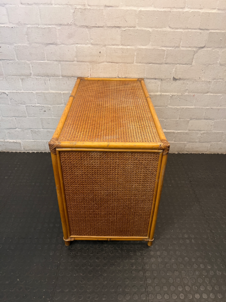 Rattan and Cane Dressing Table with Mirror — Good Working Order - 2ndhandwarehouse.com