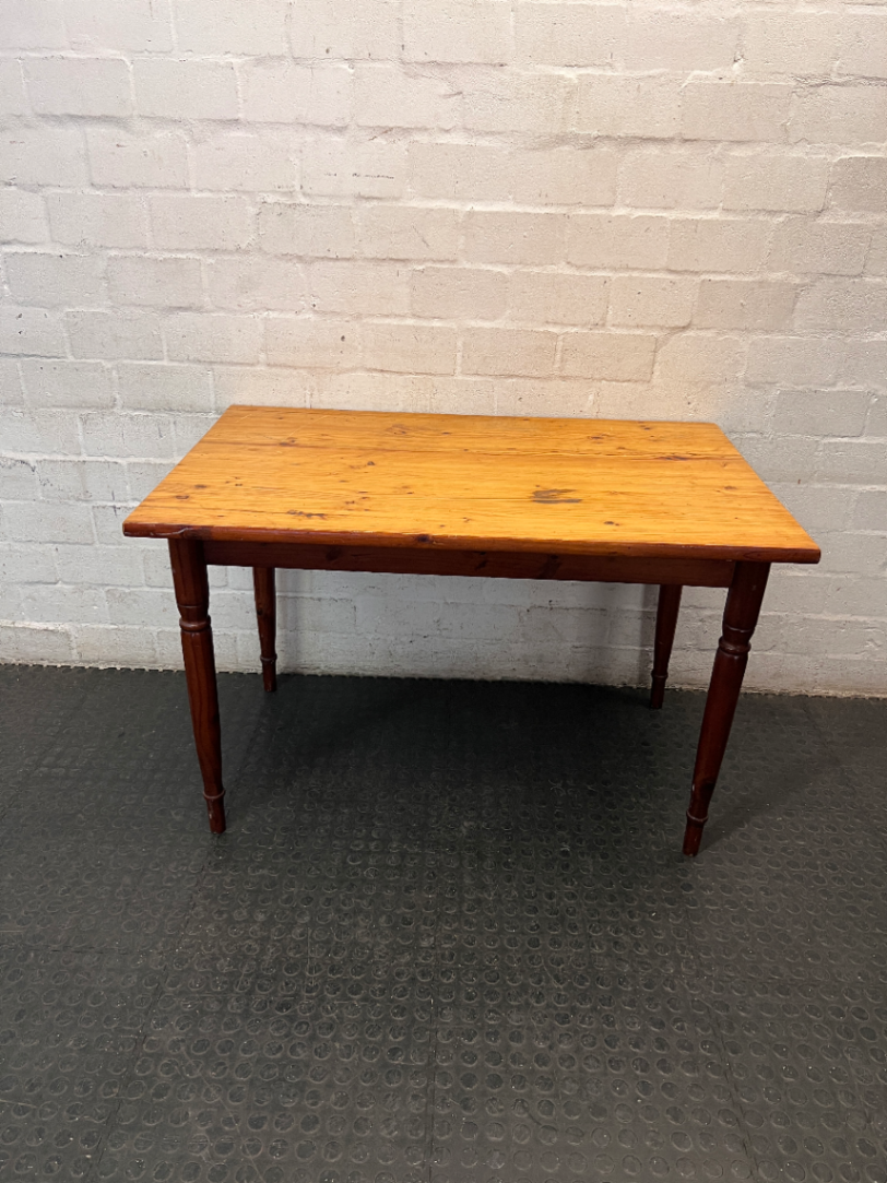 Rectangular Wooden Dining Table with Turned Legs — Fair Used Condition