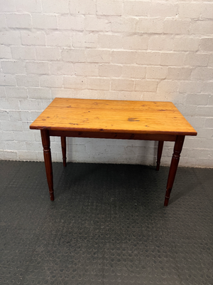 Rectangular Wooden Dining Table with Turned Legs — Fair Used Condition
