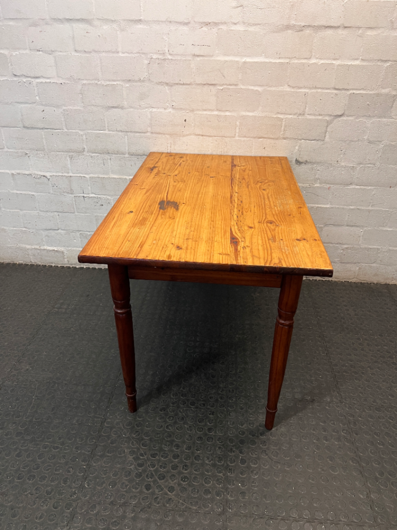 Rectangular Wooden Dining Table with Turned Legs — Fair Used Condition