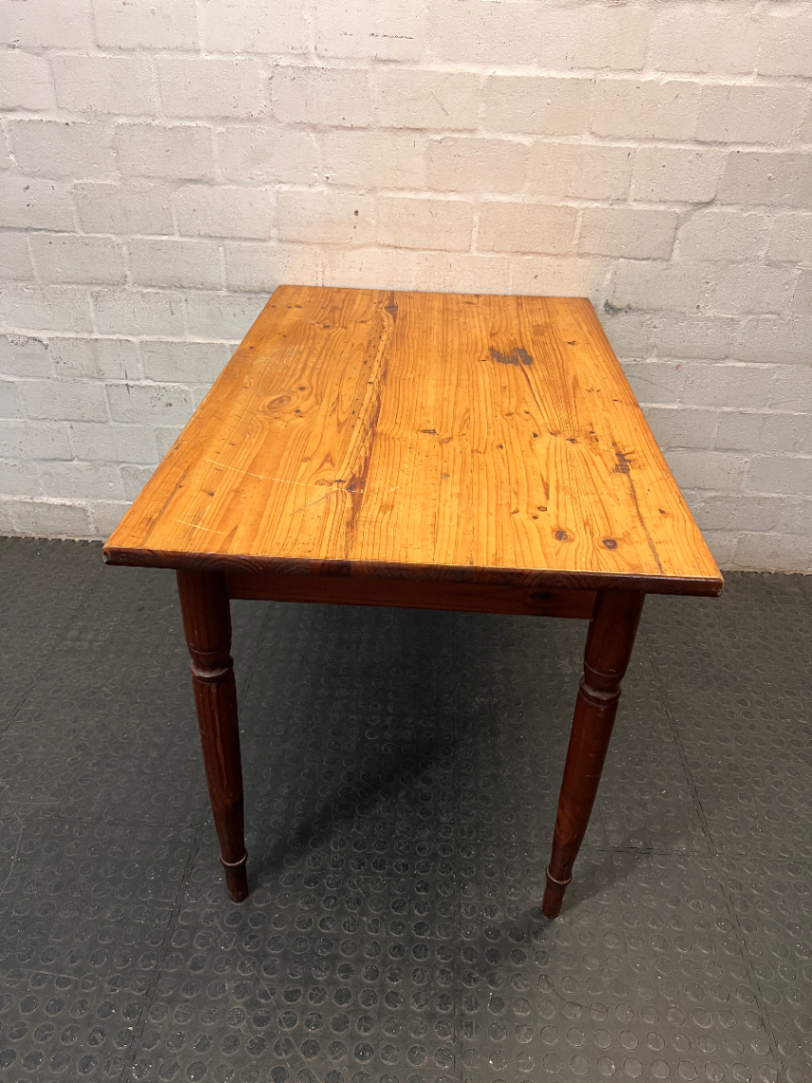 Rectangular Wooden Dining Table with Turned Legs — Fair Used Condition