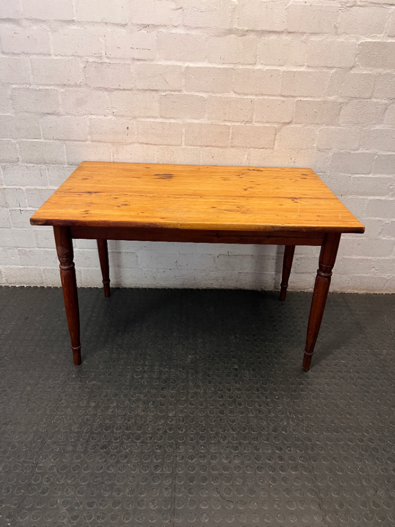 Rectangular Wooden Dining Table with Turned Legs — Fair Used Condition