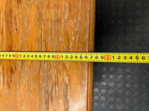 Rectangular Wooden Trestle Coffee Table — Heavy Surface Scratches and Worn Varnish