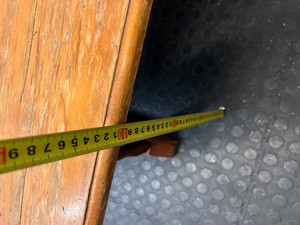 Rectangular Wooden Trestle Coffee Table — Heavy Surface Scratches and Worn Varnish
