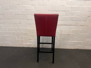 Red Faux Leather Bar Stool with Wooden Legs (Slight Damage to Leather) - PRICE DROP