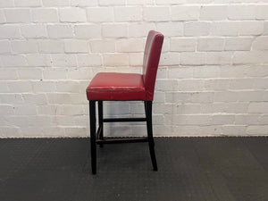 Red Faux Leather Bar Stool with Wooden Legs (Slight Damage to Leather) - PRICE DROP