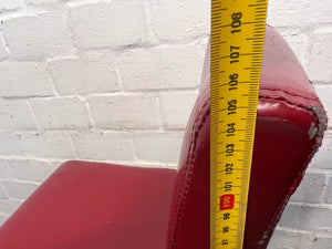 Red Faux Leather Bar Stool with Wooden Legs (Slight Damage to Leather) - PRICE DROP