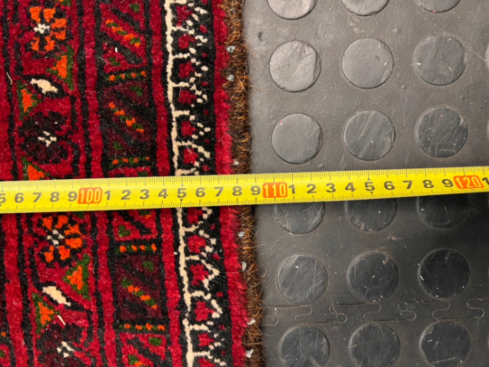 Red Geometric Diamond Pattern Kelim Runner — Used; Fair Condition