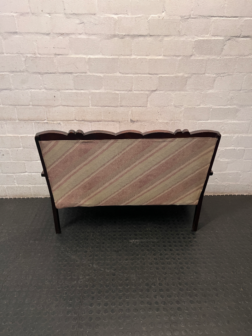 Red Velvet 2 Seater Couch with Ball & Claw Legs — Fair to Good Condition