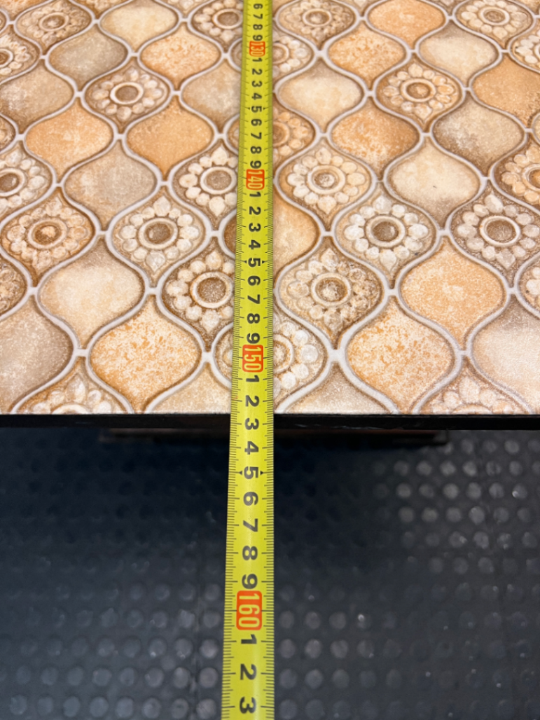 Retro Patterned Top Dining Table with Trestle Base