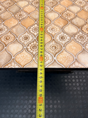 Retro Patterned Top Dining Table with Trestle Base