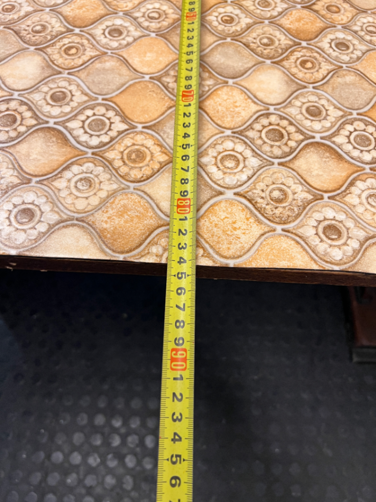Retro Patterned Top Dining Table with Trestle Base