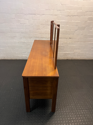 Retro Wood Finish Dressing Table with Tri-Fold Mirror — Fair Used C - 2ndhandwarehouse.com