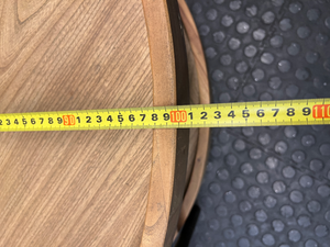 Round Coricraft Double Tier Wood and Metal Coffee Table — Clean and Well-Maintained Condition