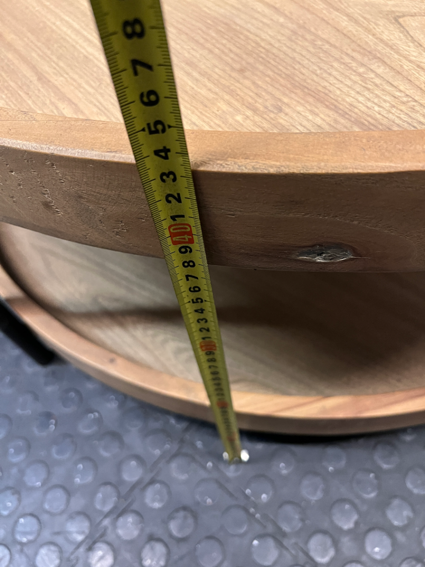 Round Coricraft Double Tier Wood and Metal Coffee Table — Clean and Well-Maintained Condition