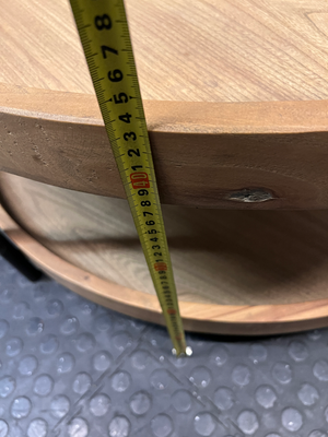 Round Coricraft Double Tier Wood and Metal Coffee Table — Clean and Well-Maintained Condition