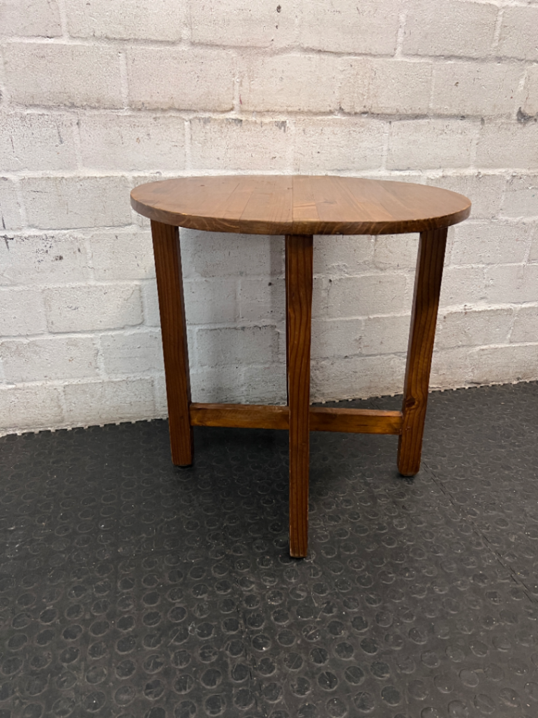 Round Pine Coffee Side Table