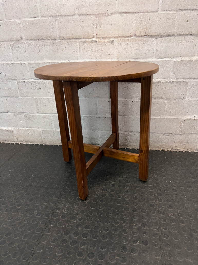 Round Pine Coffee Side Table