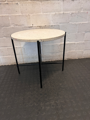 Round Terrazzo Coffee Table - Ink Marks on Top - 2ndhandwarehouse.com