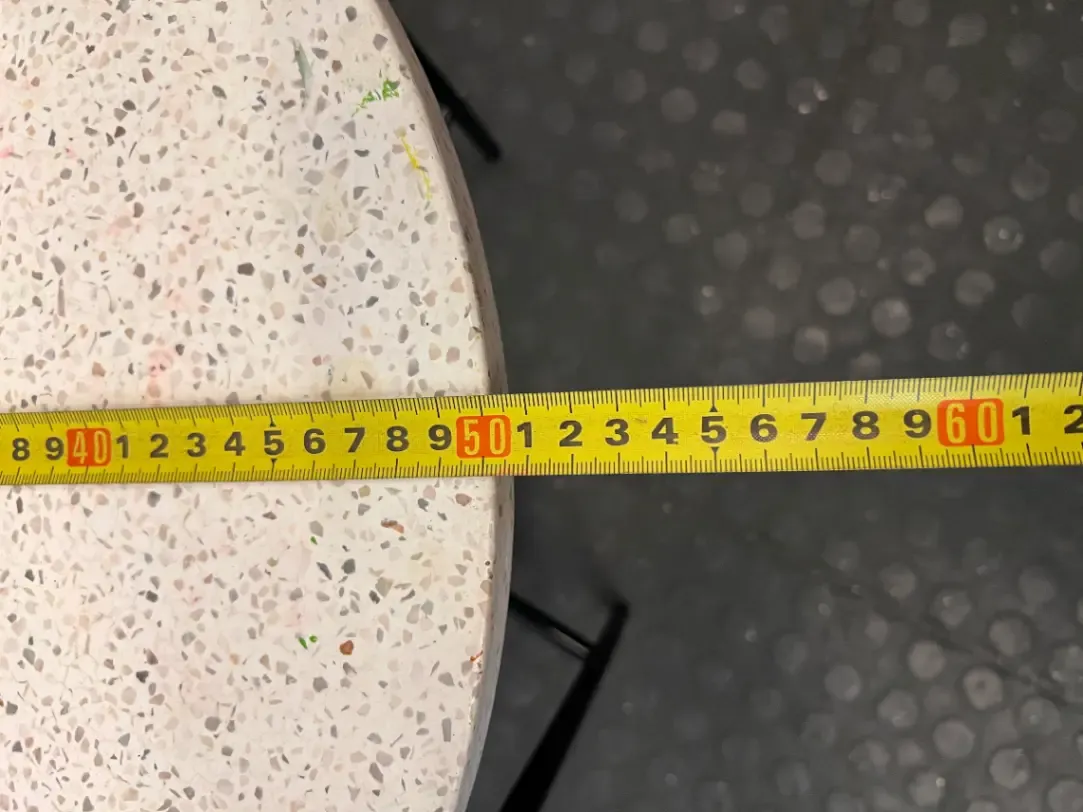 Round Terrazzo Coffee Table - Ink Marks on Top - 2ndhandwarehouse.com