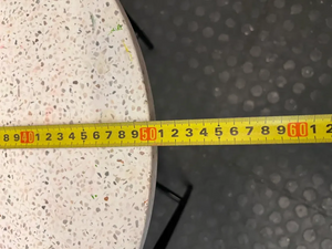 Round Terrazzo Coffee Table - Ink Marks on Top - 2ndhandwarehouse.com