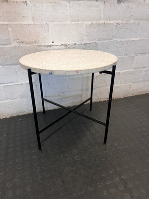 Round Terrazzo Coffee Table - Ink Marks on Top - 2ndhandwarehouse.com