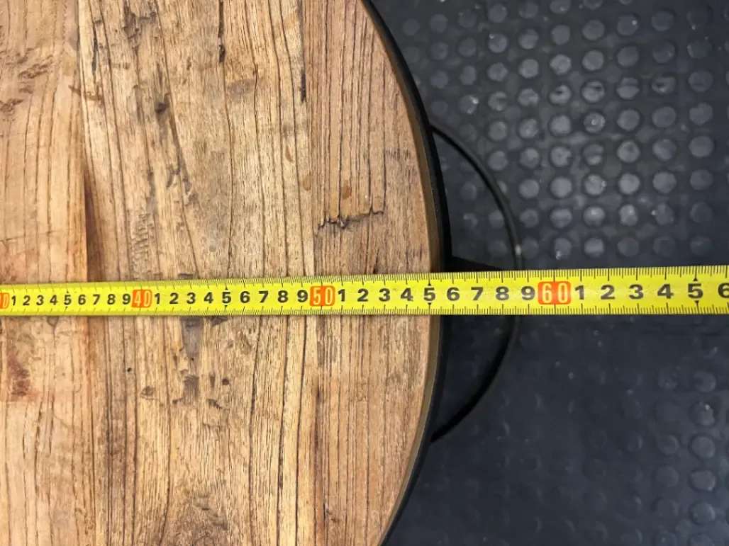 Round Wood and Steel Side Table — Good Pre-owned Condition
