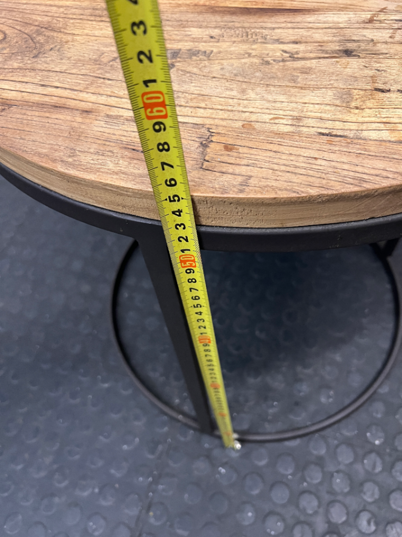 Round Wood and Steel Side Table — Good Pre-owned Condition