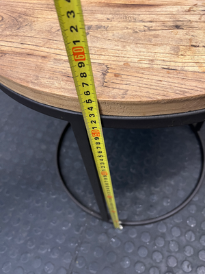 Round Wood and Steel Side Table — Good Pre-owned Condition