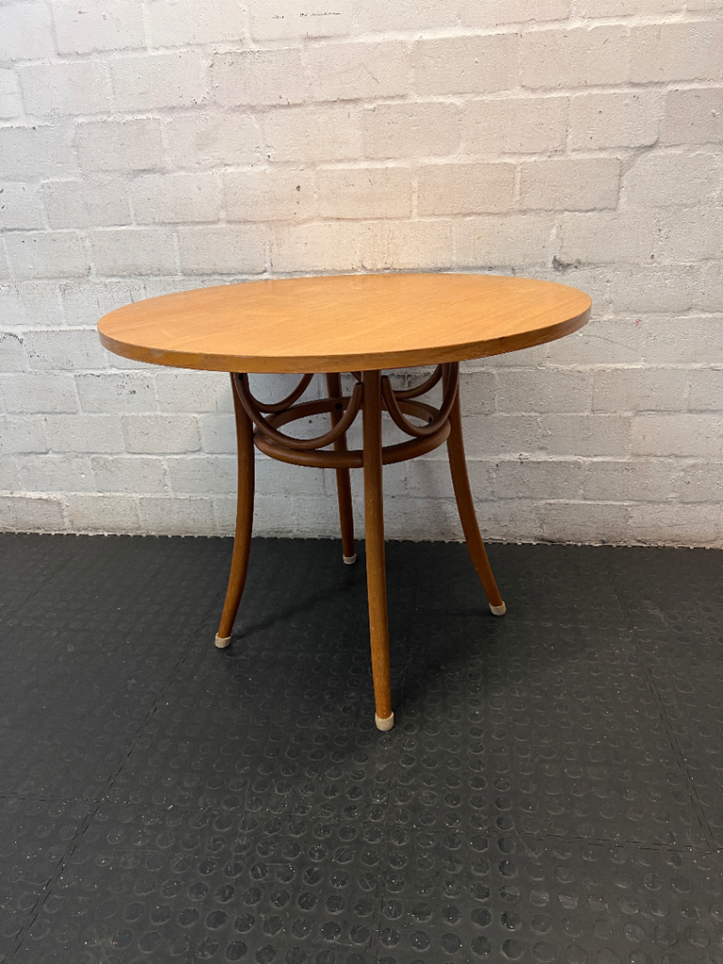 Round Wooden Pedestal Dining Table with Curved Legs - 2ndhandwarehouse.com