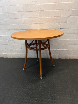 Round Wooden Pedestal Dining Table with Curved Legs - 2ndhandwarehouse.com