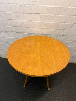 Round Wooden Pedestal Dining Table with Curved Legs - 2ndhandwarehouse.com