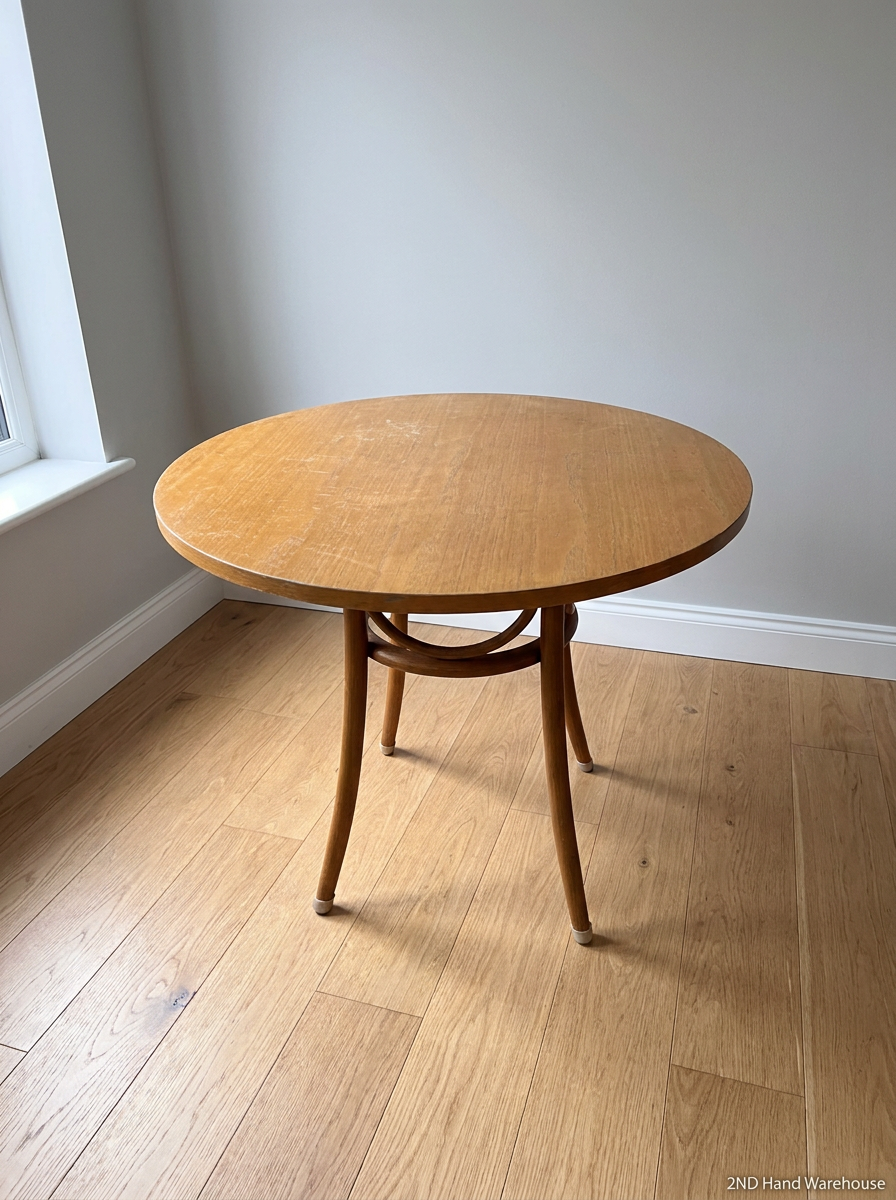 Round Wooden Pedestal Dining Table with Curved Legs - 2ndhandwarehouse.com