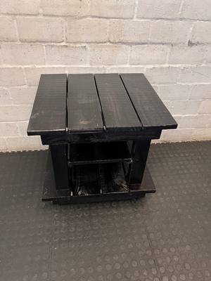 Rustic Black Wooden Side Table - Fair Condition (Visible Scuffs) - 2ndhandwarehouse.com