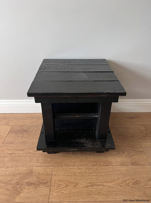 Rustic Black Wooden Side Table - Fair Condition (Visible Scuffs) - 2ndhandwarehouse.com