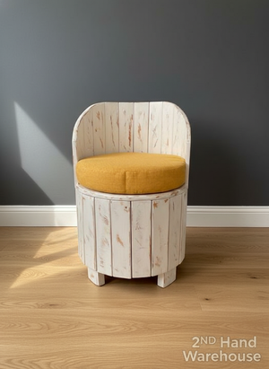 Rustic Chic Wooden Accent Chair with Yellow Cushion