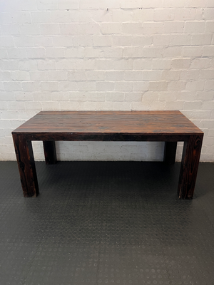 Rustic Dark Wood Dining Table with Bold Grain - 1.8m - 2ndhandwarehouse.com