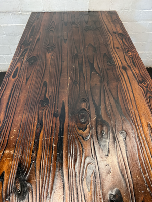 Rustic Dark Wood Dining Table with Bold Grain - 1.8m - 2ndhandwarehouse.com