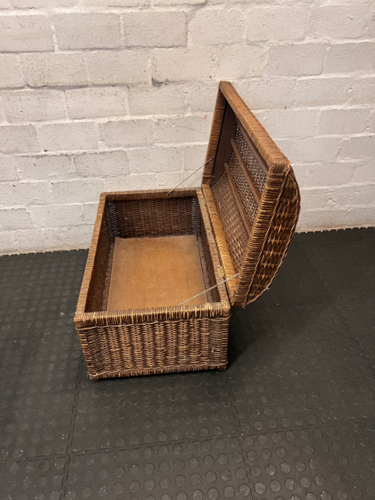 Rustic Domed Wicker Storage Trunk - 2ndhandwarehouse.com