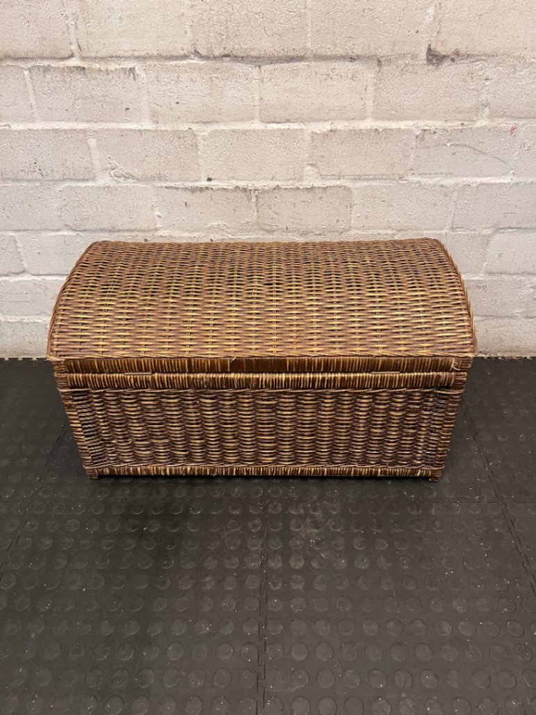Rustic Domed Wicker Storage Trunk - 2ndhandwarehouse.com