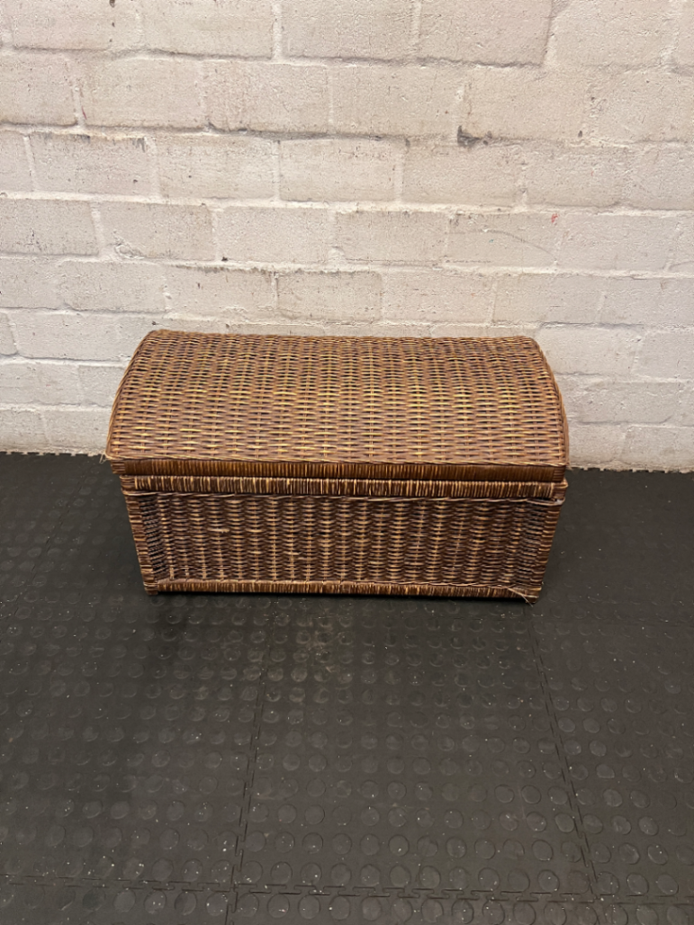 Rustic Domed Wicker Storage Trunk - 2ndhandwarehouse.com