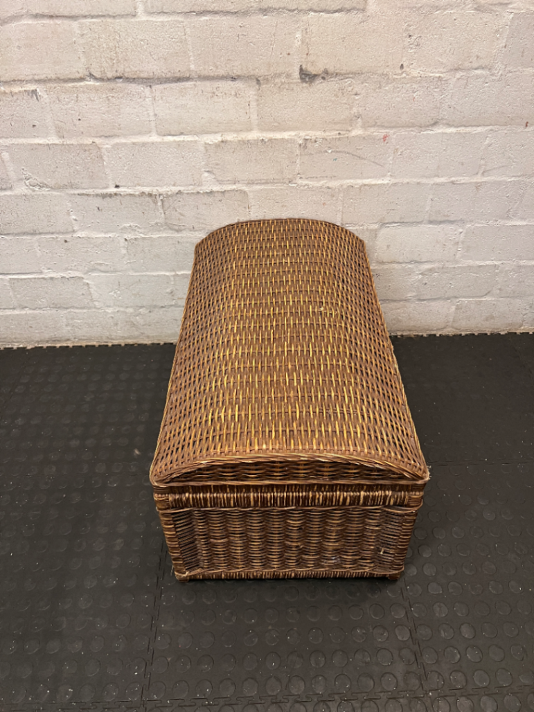 Rustic Domed Wicker Storage Trunk - 2ndhandwarehouse.com