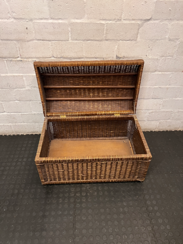 Rustic Domed Wicker Storage Trunk - 2ndhandwarehouse.com